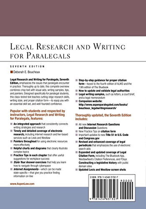 Legal Research & Writing for Paralegals Seventh Edition (Aspen College),Used