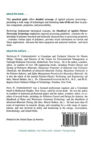 Handbook of Applied Polymer Processing Technology (Plastics Engineering),Used
