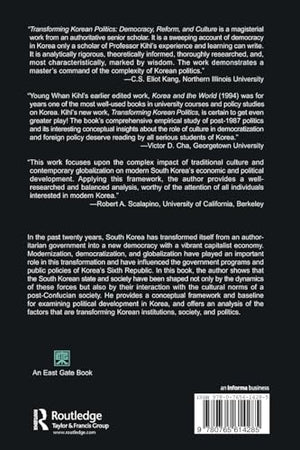 Transforming Korean Politics: Democracy, Reform, and Culture (East Gate Books),Used
