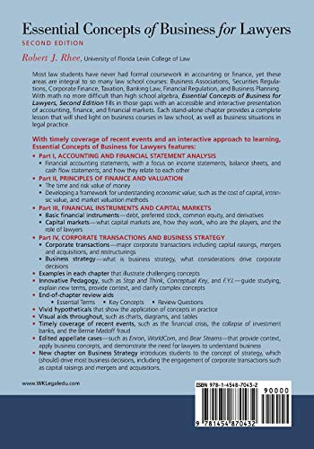 Essential Concepts of Business for Lawyers,New