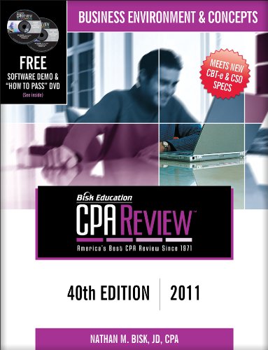 Bisk CPA Review: Business Environment & Concepts  40th Edition 2011 (Comprehensive CPA Exam Review Business Environment & Conce,Used