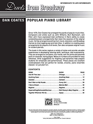 Dan Coates Popular Piano Library  Duets from Broadway,Used