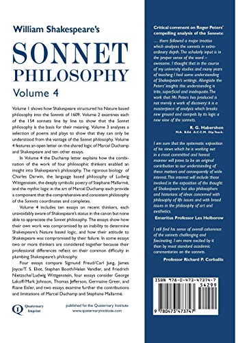 William Shakespeare's Sonnet Philosophy, Volume 4: How the works of Darwin, Wittgenstein, Duchamp, and Mallarme led to an apprec,Used