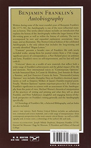 Benjamin Franklin'S Autobiography: A Norton Critical Edition (Norton Critical Editions),New