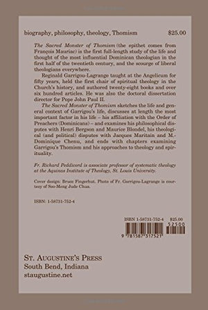 Sacred Monster Of Thomism: Life & Legacy Reginald GarrigouLagrange,Used