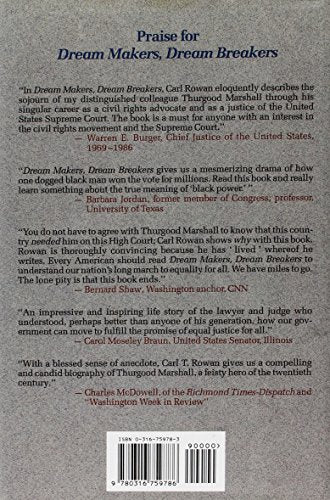 Dream Makers, Dream Breakers: The World of Justice Thurgood Marshall,Used
