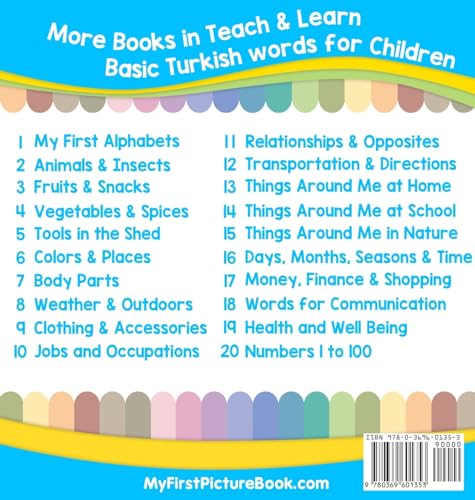My First Turkish Alphabets Picture Book with English Translations: Bilingual Early Learning & Easy Teaching Turkish Books for Ki,Used