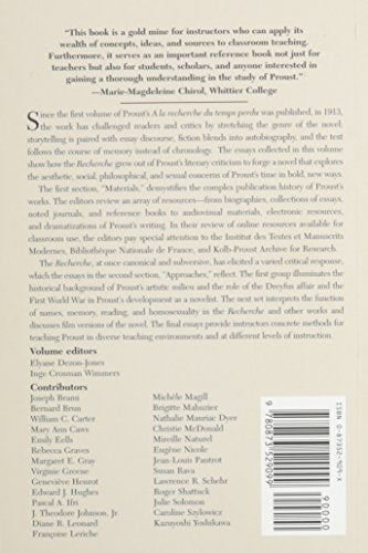 Approaches to Teaching Proust's Fiction and Criticism (Approaches to Teaching World Literature),Used