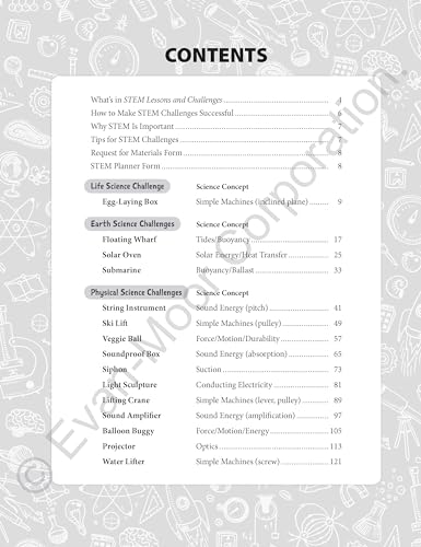 EvanMoor Stem Lessons and Challenges, Grade 6 Homeschooling & Classroom Resource Workbook, Life, Earth and Physical Science Pro,Used