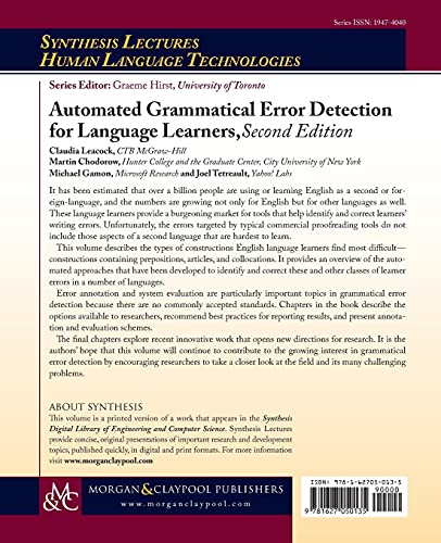 Automated Grammatical Error Detection for Language Learners: Second Edition (Synthesis Lectures on Human Language Technologies, ,Used