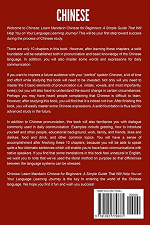 Chinese: Learn Mandarin Chinese for Beginners: A Simple Guide That Will Help You on Your Language Learning Journey,Used