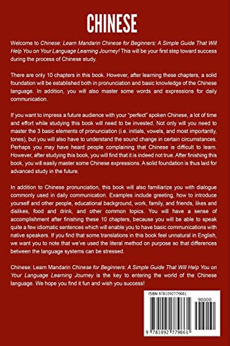 Chinese: Learn Mandarin Chinese for Beginners: A Simple Guide That Will Help You on Your Language Learning Journey,Used