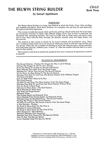 String Builder, Bk 3: A String Class Method (for Class or Individual Instruction)  Cello (Belwin Course for Strings, Bk 3),Used