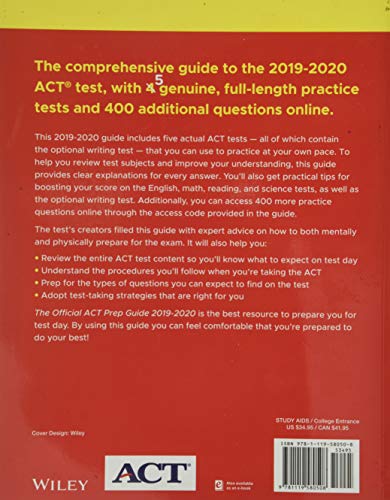 The Official ACT Prep Guide 20192020, (Book + 5 Practice Tests + Bonus Online Content),Used