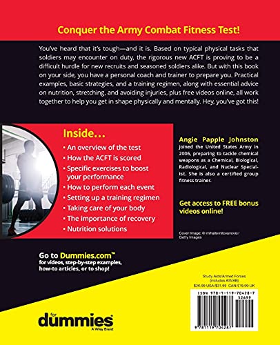 ACFT Army Combat Fitness Test For Dummies: Book + Online Videos: Book + Online Videos (For Dummies (Career/Education)),Used