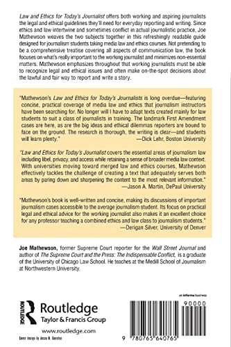 Law and Ethics for Today's Journalist,Used