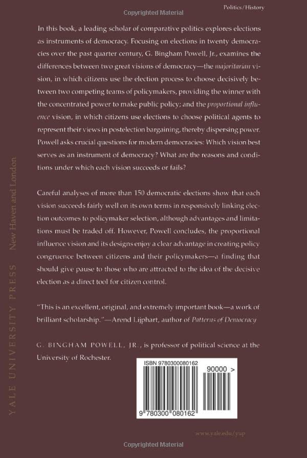 Elections As Instruments Of Democracy: Majoritarian And Proportional Visions,New