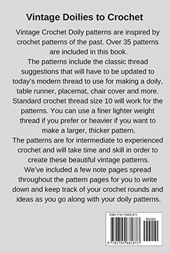 Vintage Doilies to Crochet  A Collection of Doilies, Chair Sets, Runners, Placemats, Runners Crochet Patterns from the 1940's a,Used