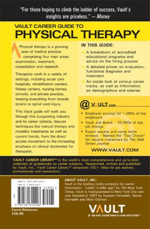 Vault Career Guide to Physical Therapy (Vault Career Library),Used