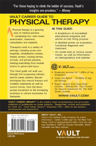 Vault Career Guide to Physical Therapy (Vault Career Library),Used