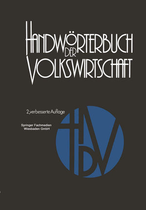 Handwrterbuch Der Volkswirtschaft (German Edition),Used