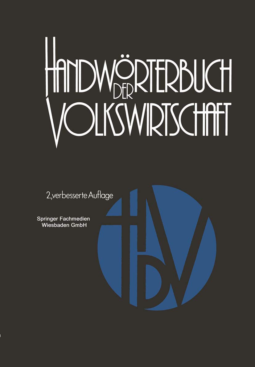 Handwrterbuch Der Volkswirtschaft (German Edition),Used