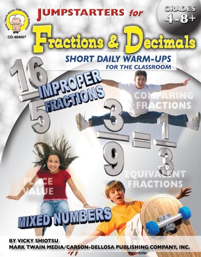 Mark Twain Media Fractions & Decimals Math Workbook, Grades 48 Daily Math Practice With Comparing Fractions, Mixed Numbers, Imp,Used