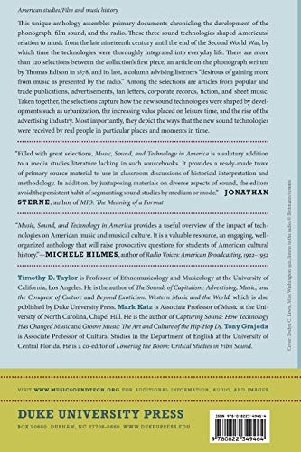 Music, Sound, And Technology In America: A Documentary History Of Early Phonograph, Cinema, And Radio,New