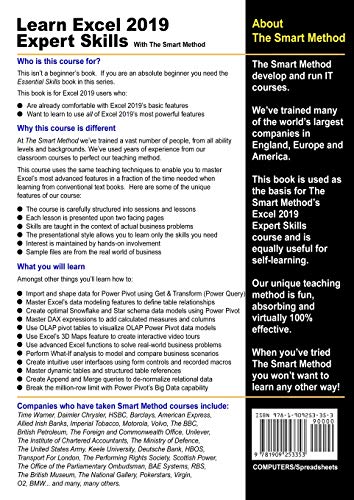 Learn Excel 2019 Expert Skills with The Smart Method: Tutorial teaching Advanced Skills including Power Pivot,Used