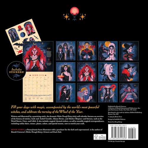 Witches Through History 2025 Wall Calendar,Used