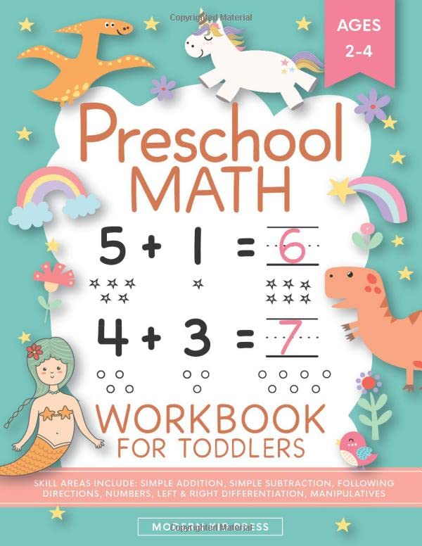 Preschool Math Workbook for Toddlers Ages 24: Beginner Math Preschool Learning Book with Number Tracing and Matching Activities,Used