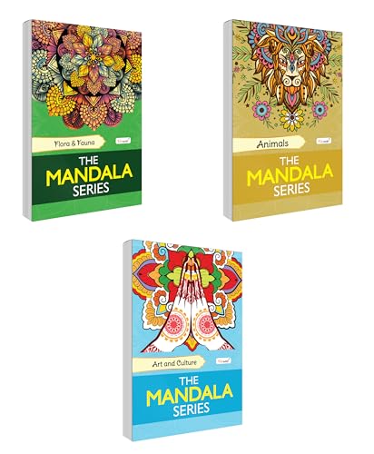 Animals, Art & Culture And Flora & Fauna - The Mandala Series :- Mindfulness Colouring Book, Adult Coloring Workbook | Pack Of 3 Colouring Books