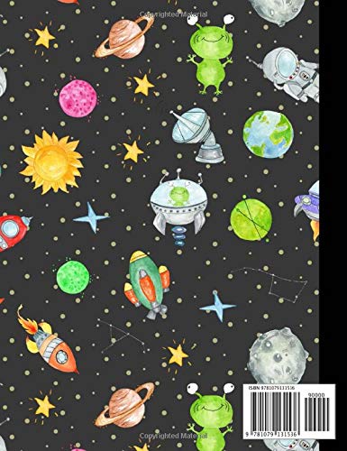 Primary Composition Notebook: Grades K2 School Exercise Book  Story Picture Space with Dotted Midline  Galaxy Rocket,Used