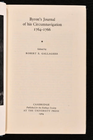 Byron's Journal of his Circumnavigation 17641766 (Hakluyt Society Second),Used