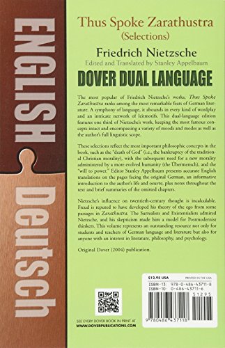 Thus Spoke Zarathustra (Selections) / Also sprach Zarathustra (Auswahl): A DualLanguage Book (DualLanguage Books),Used