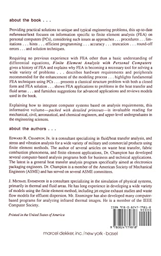 Finite Element Analysis With Personal Computers (Mechanical Engineering),Used