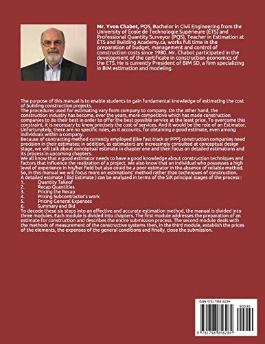 CONSTRUCTION ESTIMATING AND BIDDING: Training manual to acquire fundamental knowledge in estimating building construction costs,Used