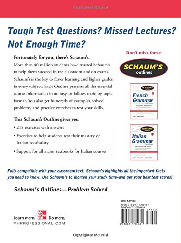 Schaum's Outline of Italian Vocabulary, Second Edition (Schaum's Outlines),Used