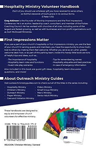 Hospitality Ministry Volunteer Handbook: Equipping You to Serve (Outreach Ministry Guides),Used
