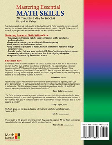 PreAlgebra Concepts 2nd Edition, Mastering Essential Math Skills: 20 minutes a day to success (Stepping Stones to Proficiency i,Used