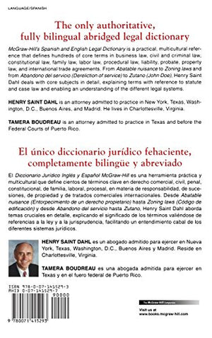 McGrawHill's Spanish and English Legal Dictionary : Diccionario Juridico InglesEspanol,New