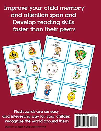 English Italian 500 Flashcards with Pictures for Babies: Learning homeschool frequency words flash cards for child toddlers pres,Used