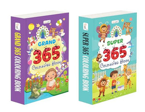 Grand And Super - 365 Colouring Book :- Learning Through Colouring Combo, Colour Recognition Book, Preschool Education Colouring Book, Early Learning Book For Toddlers | Pack Of 2 Colouring Book
