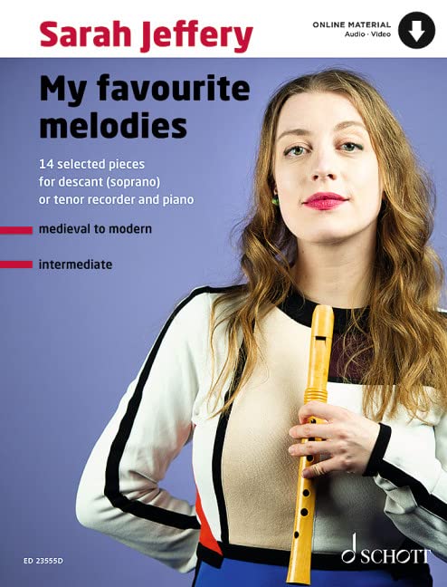 Jeffery: My Favourite Melodies 14 Selected Pieces for Soprano (or Tenor) Recorder and Piano Book with Online Material,Used