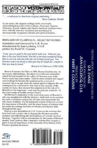 Bernard Of Clairvaux: Selected Works (The Classics Of Western Spirituality)