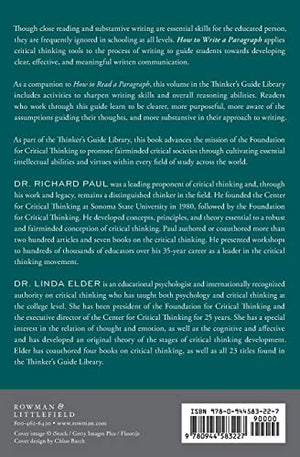 HOW TO WRITE A PARAGRAPH:THE ART OF SUBSTANTIVE WRITING (Thinker's Guide Library),Used