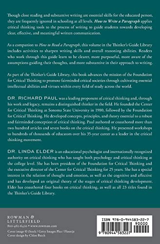HOW TO WRITE A PARAGRAPH:THE ART OF SUBSTANTIVE WRITING (Thinker's Guide Library),New