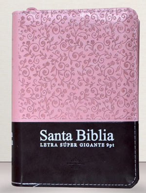 Santa Biblia RVR1960 Letra Grande 9puntos, Tapa duotone rosa y marrn, canto floreado, ndice , palabras de Jess em Rojo (Sp