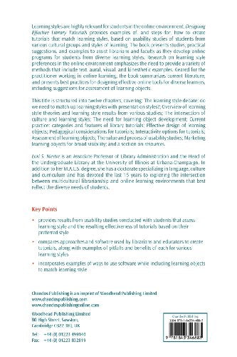 Designing Effective Library Tutorials: A Guide for Accommodating Multiple Learning Styles (Chandos Learning and Teaching Series),Used