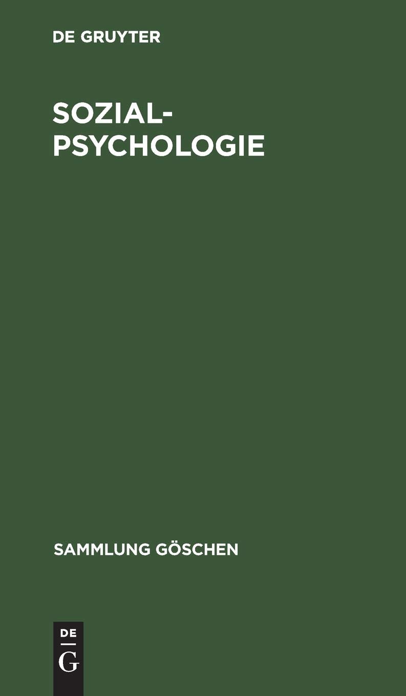 Sozialpsychologie (Sammlung Gschen) (German Edition),Used